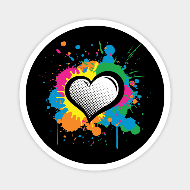 Love Heart Multi Color Paint Splash Splatter Magnet by fizzyllama